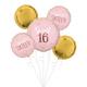 Blush Pink & Gold Sweet 16 Birthday Foil Balloon Bouquet, 5pc